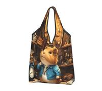VOSERY Borse della spesa riutilizzabili della spesa della spesa della spesa della spesa della spesa dello scienziato della cavia borsa di totalizzatore pieghevole con manici, Nero, 1 PC