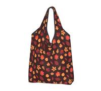 VOSERY Borse della spesa riutilizzabili della spesa delle borse della spesa della foglia d'acero di autunno per la borsa di totalizzatore pieghevole con le maniglie, nero, 2 PCS