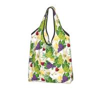 VOSERY Borse della spesa riutilizzabili della spesa delle borse della spesa dell'uva della bottiglia di vino per la borsa di totalizzatore pieghevole con le maniglie, Nero, 1 PC