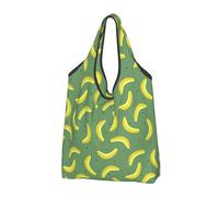 VOSERY Borse della spesa riutilizzabili delle banane mature gialle delle borse della spesa per la borsa di totalizzatore pieghevole della drogheria con le maniglie, Nero, 1 PC