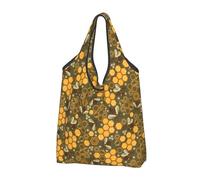 VOSERY Borse della spesa riutilizzabili delle borse della spesa delle api e dei favi per la spesa borsa di totalizzatore pieghevole con le maniglie, nero, 3 PCS