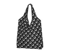 VOSERY Borse della spesa riutilizzabili delle borse della spesa delle palle da golf per la spesa Borsa di totalizzatore pieghevole con le maniglie, nero, 3 PCS