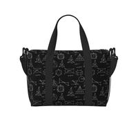 Vosery Borsone da viaggio, borsa da weekender, borsa da portare con sé durante la notte, borse tote per donne e uomini, stampa matematica con equazione, borsa a tracolla nera, borsa da palestra per
