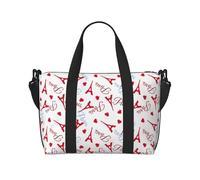 Vosery Borsone da viaggio, borsa da weekender, borsa da portare con sé durante la notte, per donne e uomini, con torre rossa Eiffel, borsa sportiva da palestra, borsa da viaggio per oggetti personali