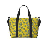 Vosery Borsone da viaggio, borsa da weekender, borsa da portare con sé durante la notte, per donne e uomini, con foglia di palma gialla, borsa sportiva da palestra, borsa da viaggio per oggetti