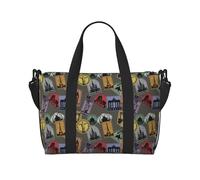 Vosery Borsone da viaggio, borsa da weekender, borsa da portare con sé durante la notte, per donne e uomini, motivo mondi con francobolli, borsa da spalla, borsa da palestra, bagaglio per oggetti