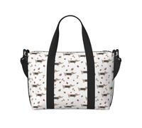 Vosery Borsone da viaggio, borsa da weekender, borsa da portare con sé durante la notte, per donne e uomini, bassotto, cane, cucciolo, foglie, sport, palestra, bagaglio, borsa da viaggio