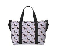 Vosery Borsone da viaggio, borsa da weekender, borsa da portare con sé durante la notte, per donne e uomini, bassotto viola, cane, cucciolo, caramelle, sport, palestra, bagaglio da viaggio, borsa da