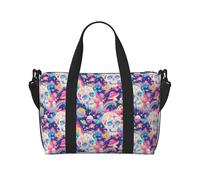 Vosery Borsone da viaggio, borsa da weekender, borsa da portare con sé durante la notte, per donne e uomini, con teschio, colore arcobaleno, borsa da spalla, sport, palestra, bagaglio da viaggio