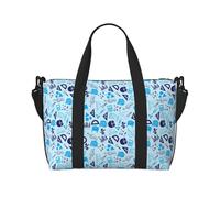 Vosery Borsone da viaggio, borsa da weekender, borsa da viaggio per donne e uomini, stampa matematica, righello, blu, spalla, sport, palestra, bagagli, oggetti personali