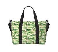 Vosery Borsone da viaggio, borsa da weekender, da portare con sé durante la notte, per donne e uomini, colibrì, foglia di palma, verde, a spalla, per sport, palestra, bagagli, oggetti personali