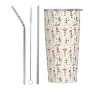 VOSERY Bottiglia d'acqua da 590 ml con coperchio e cannuccia, bicchiere isolato in acciaio inox con teschio d'amore di Halloween, tazza da caffè da viaggio personalizzata