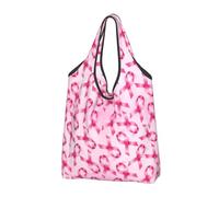 VOSERY Breast Cancer Awareness-Q - Borse per la spesa riutilizzabili con manici, 1 pezzo, colore: Nero