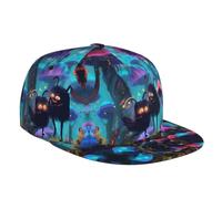 VOSERY Cappelli snapback da uomo - Carino Fuzzy Fantasy Creatures Flat Bill Brim Cappello da uomo regolabile Berretto da baseball nero