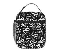 VOSERY Contenitore per il pranzo per uomini e donne, borsa per il pranzo da uomo, elegante borsa termica per il pranzo, semplice motivo serpente bianco, piccola scatola per il pranzo per donne