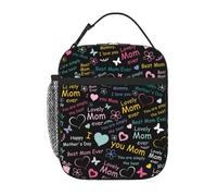 VOSERY Contenitore per il pranzo per uomini e donne, borsa per il pranzo da uomo, elegante borsa termica per il pranzo, con scritta "I love you Mom", piccola scatola per il pranzo per donne