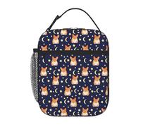 VOSERY Contenitore per il pranzo per uomini e donne, borsa per il pranzo da uomo, elegante borsa termica per il pranzo, simpatico cane Corgi divertente luna stelle luna, piccola scatola per il pranzo