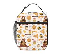 VOSERY Contenitore per il pranzo per uomini e donne, borsa per il pranzo da uomo, elegante borsa termica per il pranzo, carino, ape, miele, alveare orso, piccola scatola per il pranzo per donne
