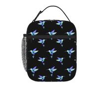 VOSERY Contenitore per il pranzo per uomini e donne, borsa per il pranzo da uomo, elegante borsa termica per il pranzo, con stampa colibrì blu viola, piccola scatola per il pranzo per donne