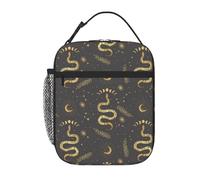 VOSERY Contenitore per il pranzo per uomini e donne, borsa per il pranzo da uomo, elegante borsa termica per il pranzo, stile gotico, divertente, con serpente dorato, luna, piccola scatola per il
