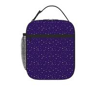 VOSERY Contenitore per il pranzo per uomini e donne, borsa per il pranzo da uomo, elegante borsa termica per il pranzo, cielo notturno, stelle dorate, blu navy, piccola scatola per il pranzo per donne