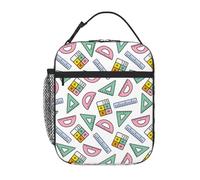 VOSERY Contenitore per il pranzo per uomini e donne, borsa per il pranzo da uomo, elegante borsa termica per il pranzo, stampa con righello matematico colorato, piccola scatola per il pranzo per donne