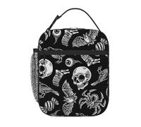 VOSERY Contenitore per il pranzo per uomini e donne, borsa per il pranzo da uomo, elegante borsa termica per il pranzo, con teschio, uccello pipistrello, ragno, piccola scatola per il pranzo per donne