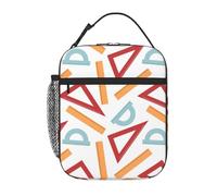 VOSERY Contenitore per il pranzo per uomini e donne, borsa per il pranzo da uomo, elegante borsa termica per il pranzo, borsa termica colorata con righello matematico, piccola scatola per il pranzo