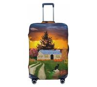 VOSERY Copertura per bagagli da viaggio - Autunno Village Scenery Lavabile Valigie Coperture Protector Adatto per 45-81 Pollici Bagagli, Nero , x-large