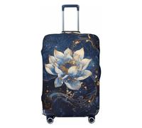 VOSERY Copertura per bagagli da viaggio - Blue Golden Dream Lotus, lavabile, adatta per bagagli da 45,7 a 81,7 cm, nero, Small