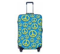 VOSERY Copertura per bagagli da viaggio, con bandiera dorata e simbolo della pace blu, lavabile, adatta per bagagli da 45 a 81 cm, nero, Medium