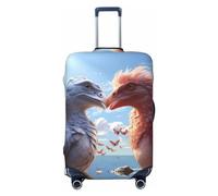 VOSERY Copertura per bagagli da viaggio, con coppia di uccellini rossi e bianchi, lavabile, adatta per bagagli da 45 a 81 cm, nero, Large