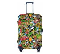 VOSERY Copertura per bagagli da viaggio, con simboli della cultura hawaiana, lavabile, adatta per bagagli da 45,7 a 81,7 cm, nero, Small