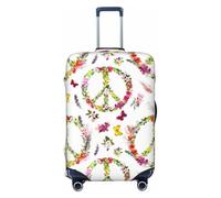 VOSERY Copertura per bagagli da viaggio, con simbolo della pace, fiore, farfalla, piuma, boho, lavabile, adatta per bagagli da 45,7 a 81,7 cm, nero, Medium