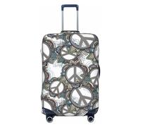 VOSERY Copertura per bagagli da viaggio, con simbolo della pace, lavabile, adatta per bagagli da 45,7 a 81,7 cm, nero, Medium