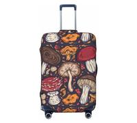 VOSERY Copertura per bagagli da viaggio - copertura lavabile per valigie con funghi selvatici, adatta per bagagli da 45 a 81 cm, nero, Large