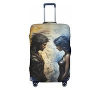 VOSERY Copertura per bagagli da viaggio - Coprivaligie lavabile con coppia di cavalieri armati, adatta per bagagli da 45 a 81 cm, nero, Large