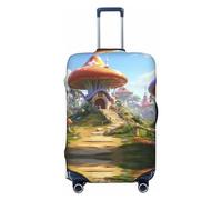 VOSERY Copertura per bagagli da viaggio - Cute Mushroom Town, lavabile, per bagagli da 45,7 a 81,7 cm, nero, Small