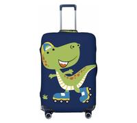 VOSERY Copertura per bagagli da viaggio - Dino Playing Roller Skate lavabile Valigie Copertura protettiva per bagagli 45-81 cm, Nero, Medium