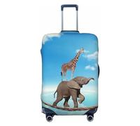 VOSERY Copertura per bagagli da viaggio - Elefante giraffa supera la paura camminando su corda alta, lavabile, copertura protettiva per valigie da 45,7 - 81,7 cm, nero, Small