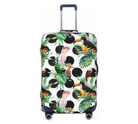 VOSERY Copertura per bagagli da viaggio, lavabile, a pois, con pappagallo, tucano e foglie, adatta per bagagli da 45 a 81 cm, nero, Medium