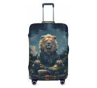 VOSERY Copertura per bagagli da viaggio, lavabile, con cielo stellato e leone che medita, adatta per bagagli da 45,7 a 81,7 cm, nero, Medium