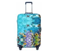 VOSERY Copertura per bagagli da viaggio, lavabile, con coralli e pesci tropicali, adatta per bagagli da 45 a 81 cm, nero, Large