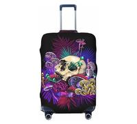 VOSERY Copertura per bagagli da viaggio, lavabile, con funghi e teschi, adatta per bagagli da 45,7 a 81,7 cm, Nero, X-Large