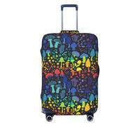 VOSERY Copertura per bagagli da viaggio, lavabile, con funghi magici e fiori, adatta per bagagli da 45 a 81 cm, Nero , L