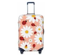 VOSERY Copertura per bagagli da viaggio, lavabile, con margherite e coccinelle, adatta per bagagli da 45,7 a 81,7 cm, nero, Small