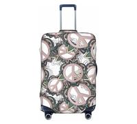 VOSERY Copertura per bagagli da viaggio, lavabile, con motivo floreale e simbolo della pace, adatta per bagagli da 45,7 a 81,7 cm, nero, Medium