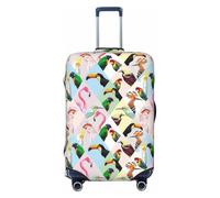 VOSERY Copertura per bagagli da viaggio, lavabile, con pappagallo, tucano, fenicottero, protezione per bagagli da 45,7 a 81,7 cm, nero, Large