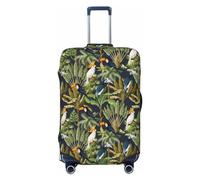 VOSERY Copertura per bagagli da viaggio, lavabile, con simpatico tucano, cacatua e bucero, adatta per bagagli da 45 a 81 cm, Nero, Large