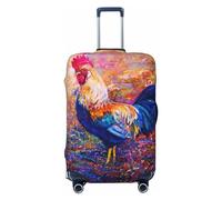 VOSERY Copertura per bagagli da viaggio, lavabile, motivo: gallo, pittura a olio, adatta per bagagli da 45 a 81 cm, nero, Small